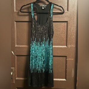 Forever 21 Black and Teal Sequin Dress
